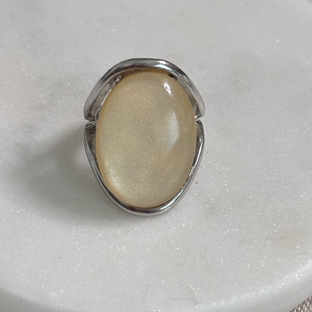 Aldo Silver and Cream Statement Ring